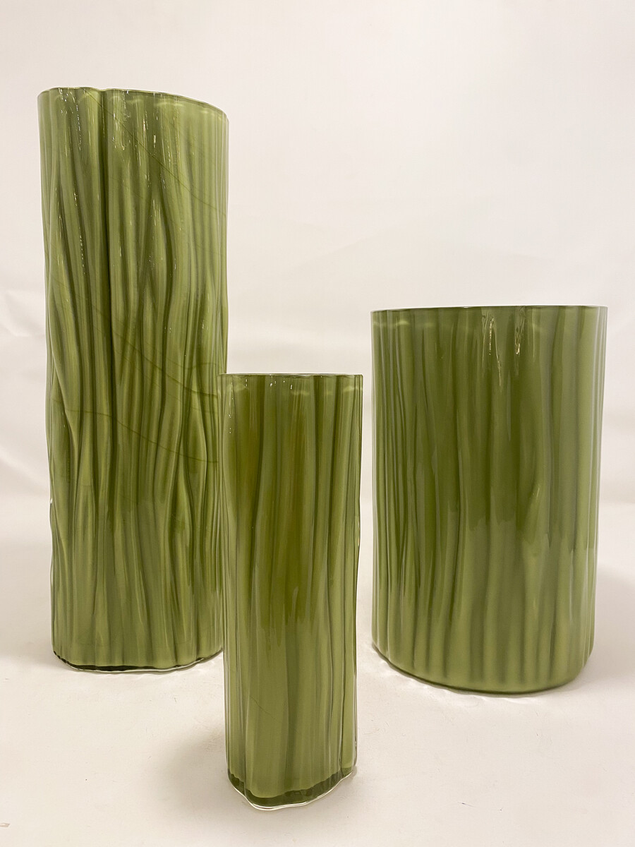 3 flower vases by Carlo Nason for AZ. Mazzega, Murano glass, 1960, Italy