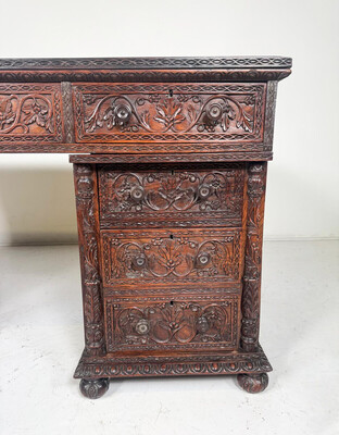 Anglo Indian Carved Wooden Desk