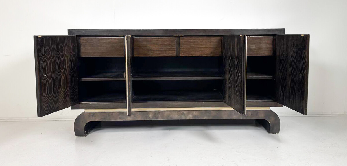 Art Deco Sideboard, Lacquered Figures, Lam Lee Group, 1990s