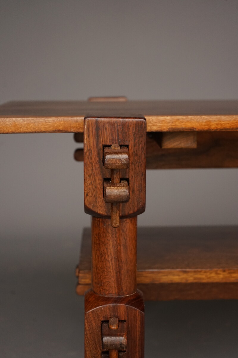 Brazilian solid Jacaranda wood Brutalist coffee table, 1970's