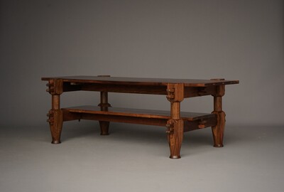 Brazilian solid Jacaranda wood Brutalist coffee table, 1970's