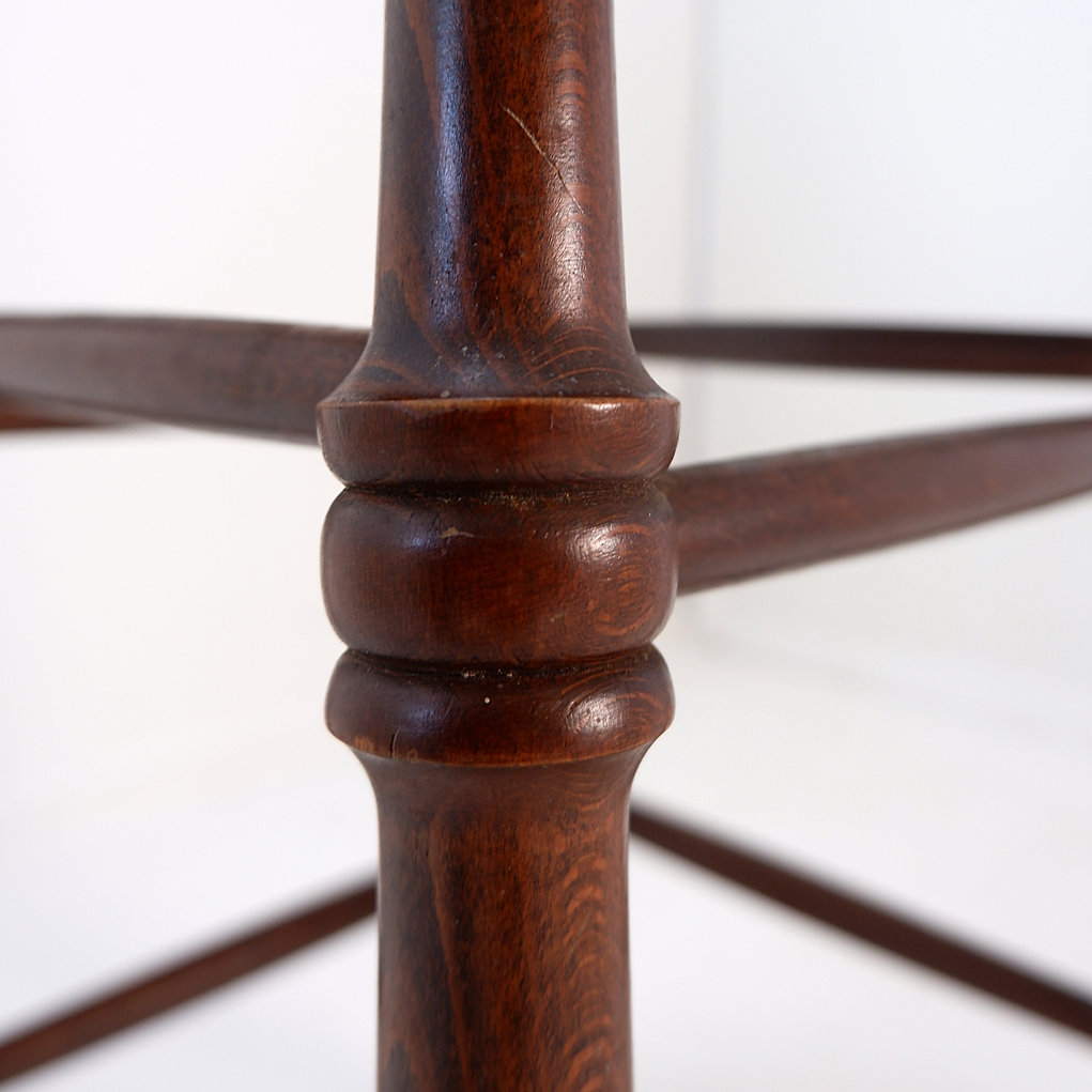 Brutalist wood and Rice straw Stool - 1970s