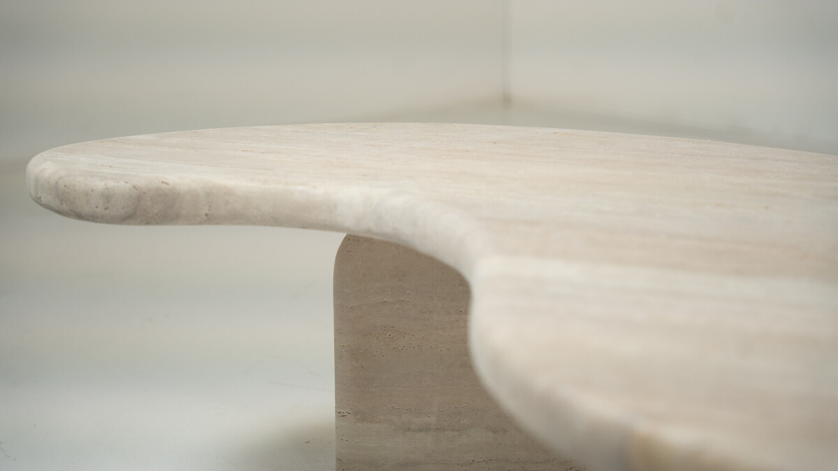 Contemporary Bean Shaped Travertine Coffee Table