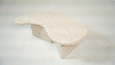 Contemporary Bean Shaped Travertine Coffee Table