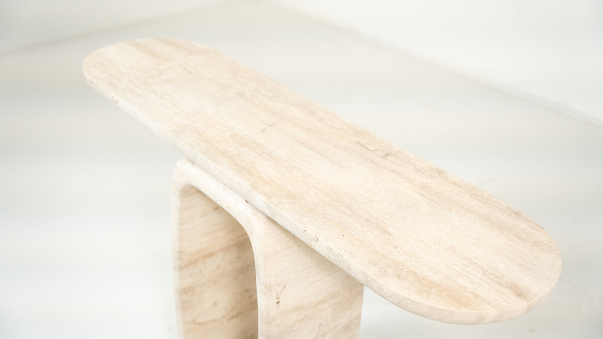 Contemporary Italian Travertine Console