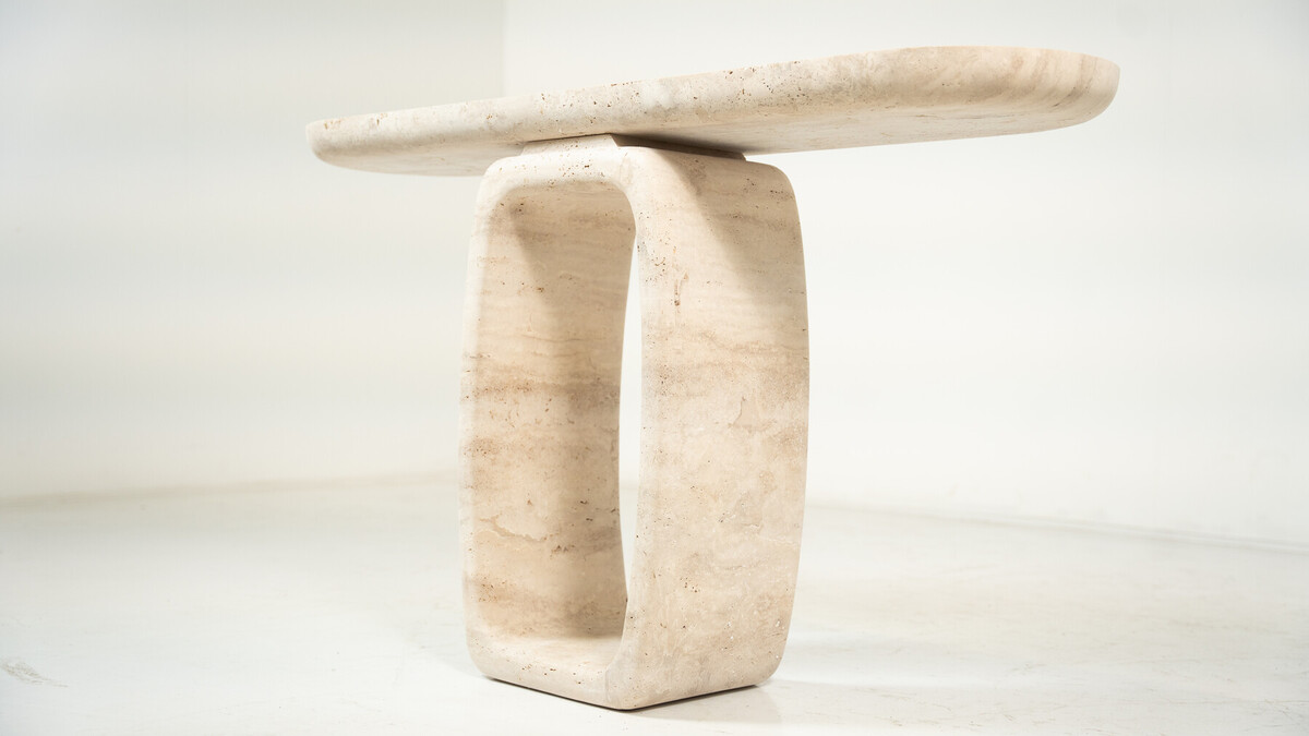 Contemporary Italian Travertine Console