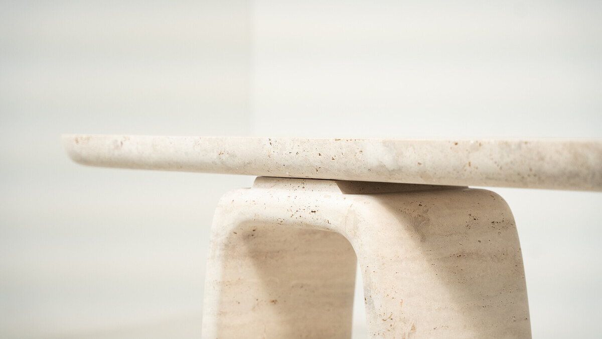 Contemporary Italian Travertine Console