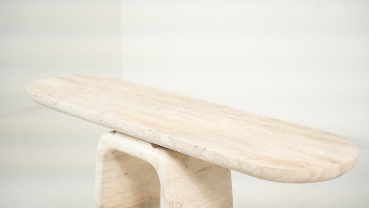 Contemporary Italian Travertine Console