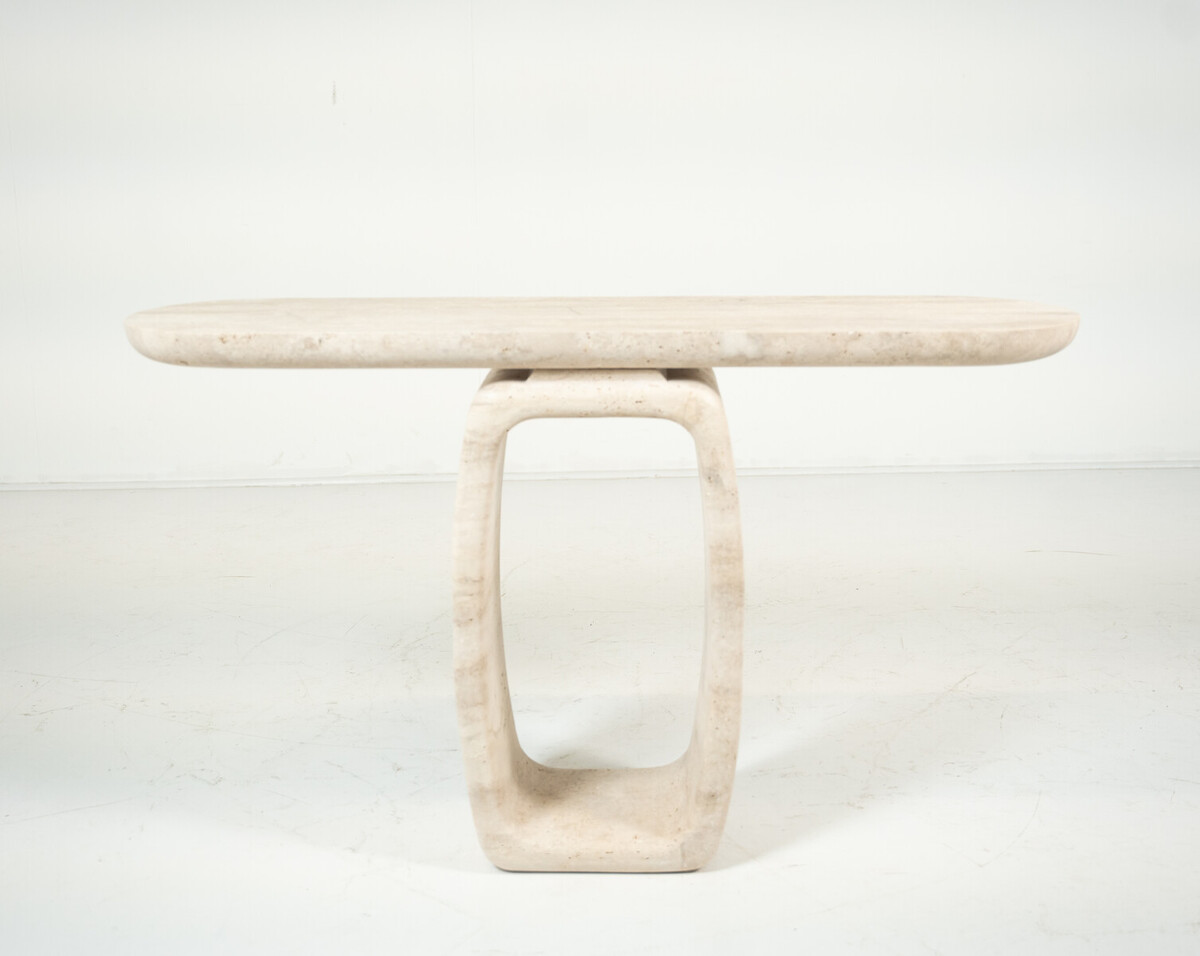 Contemporary Italian Travertine Console