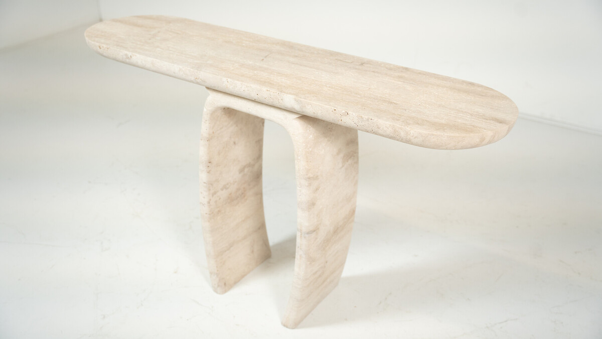 Contemporary Italian Travertine Console