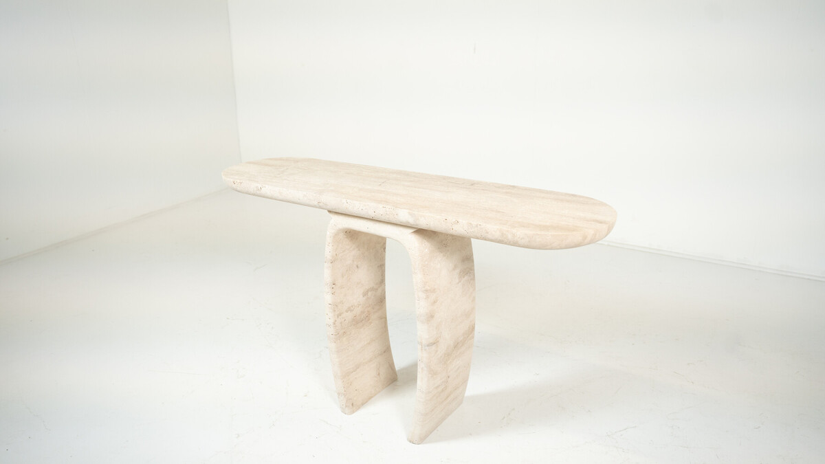 Contemporary Italian Travertine Console