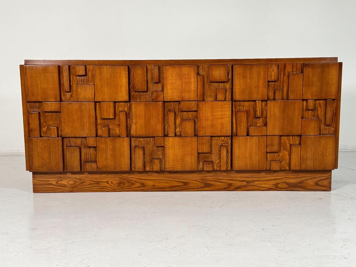 Contemporary Large Brutalist Sideboard, Ash, Italy