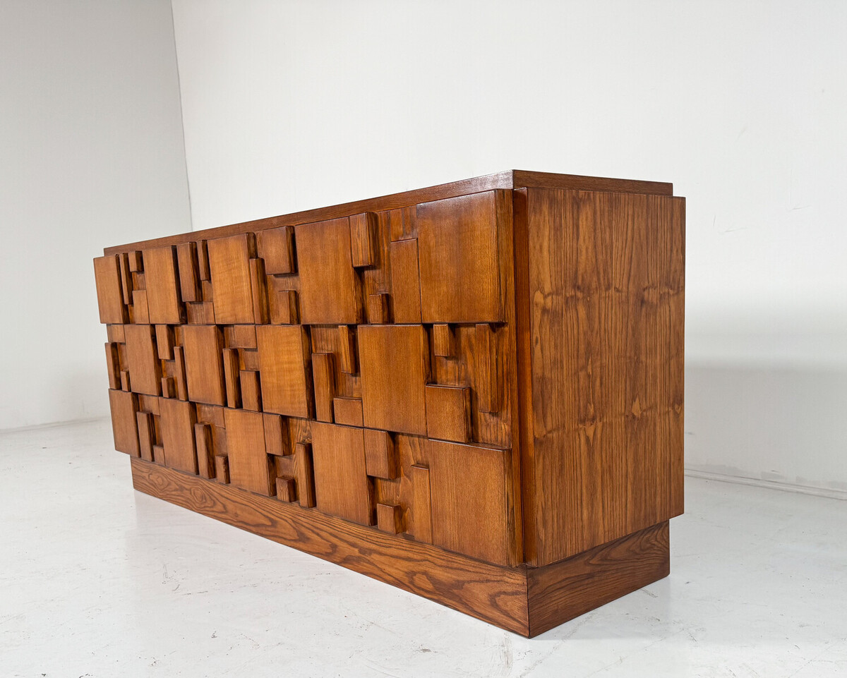 Contemporary Large Brutalist Sideboard, Ash, Italy