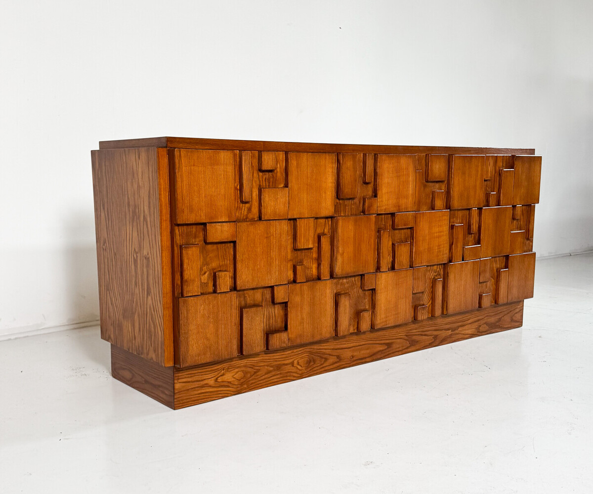 Contemporary Large Brutalist Sideboard, Ash, Italy