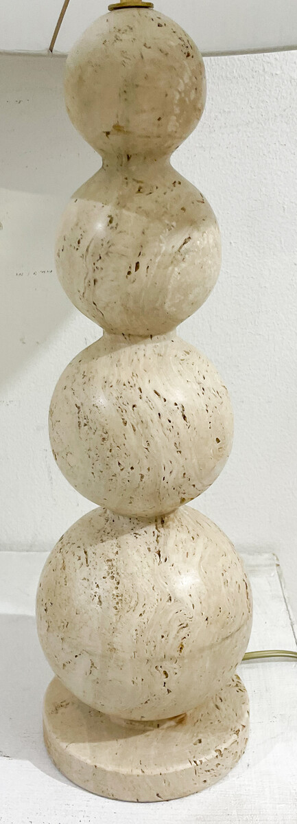 Contemporary Pair of Travertine Table Lamps