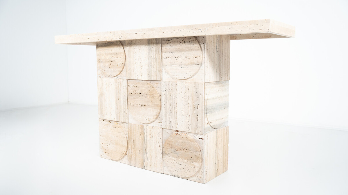 Contemporary Travertine Console, Italy