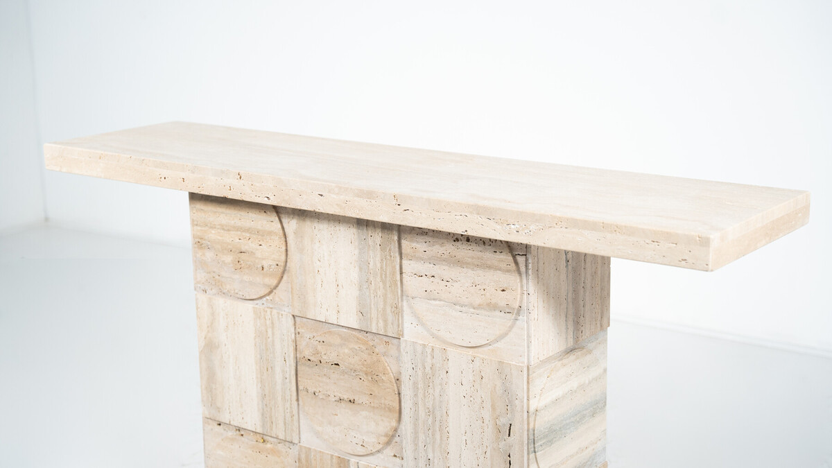 Contemporary Travertine Console, Italy