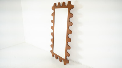 Contemporary Wave Mirror, Wood, Italy