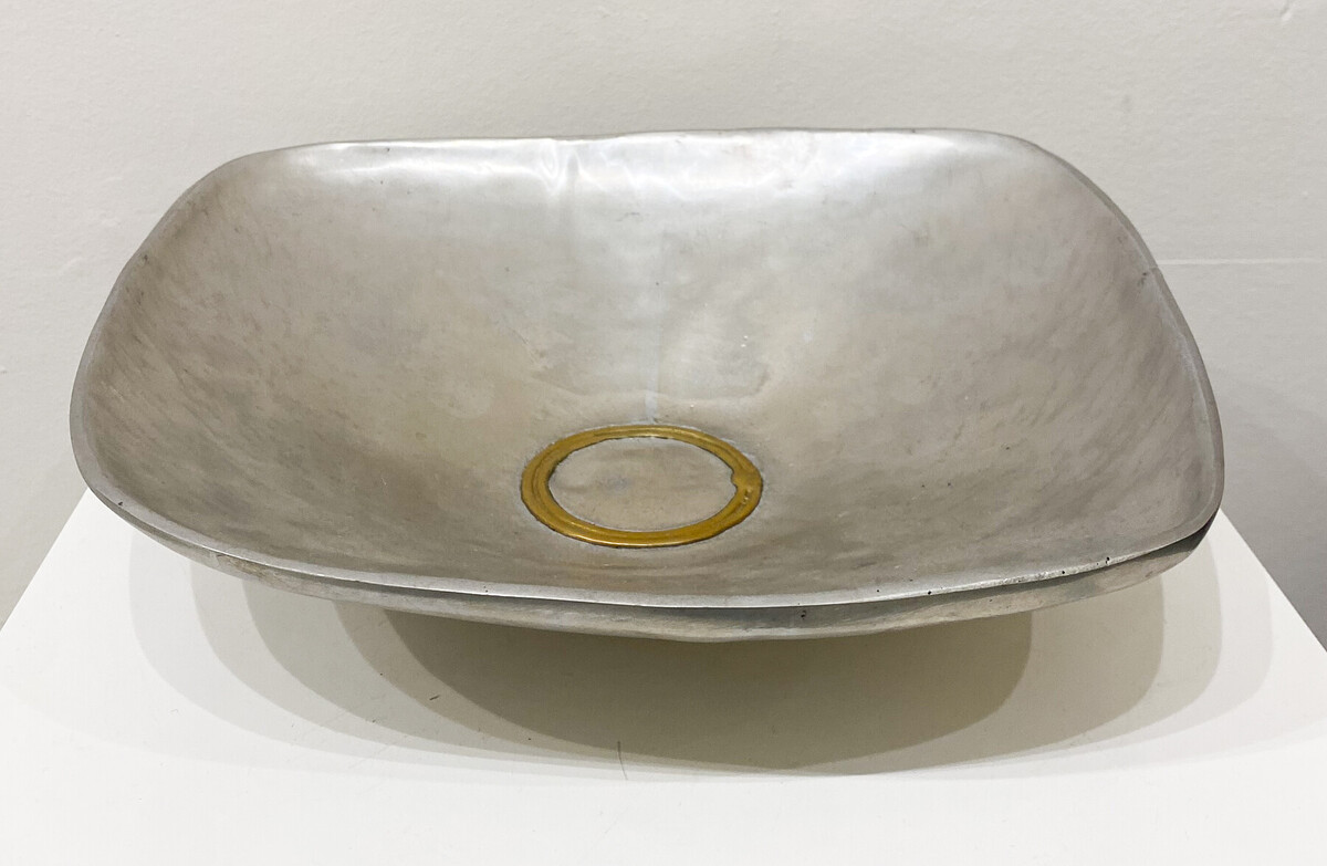 Designer bowl in aluminium and tin, David Marshall, Spain, 1970