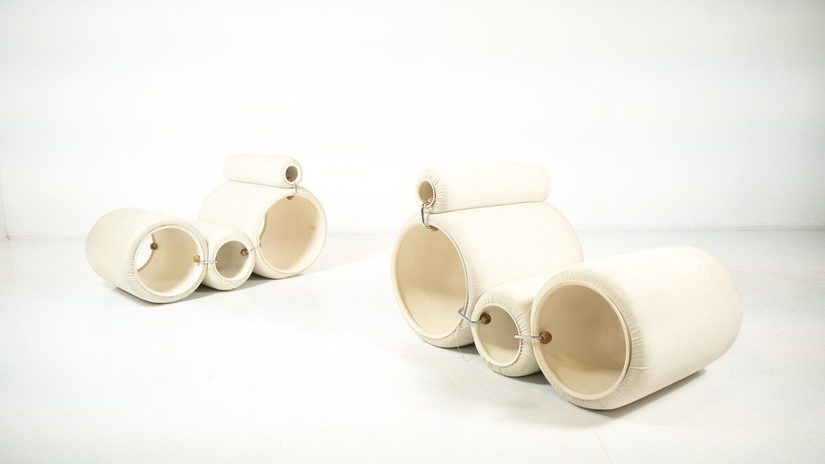 Early Edition Pair of Joe Colombo Tube Chairs for Flexform