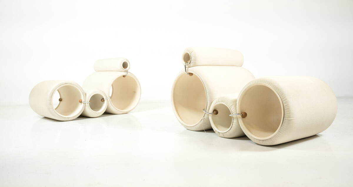 Early Edition Pair of Joe Colombo Tube Chairs for Flexform