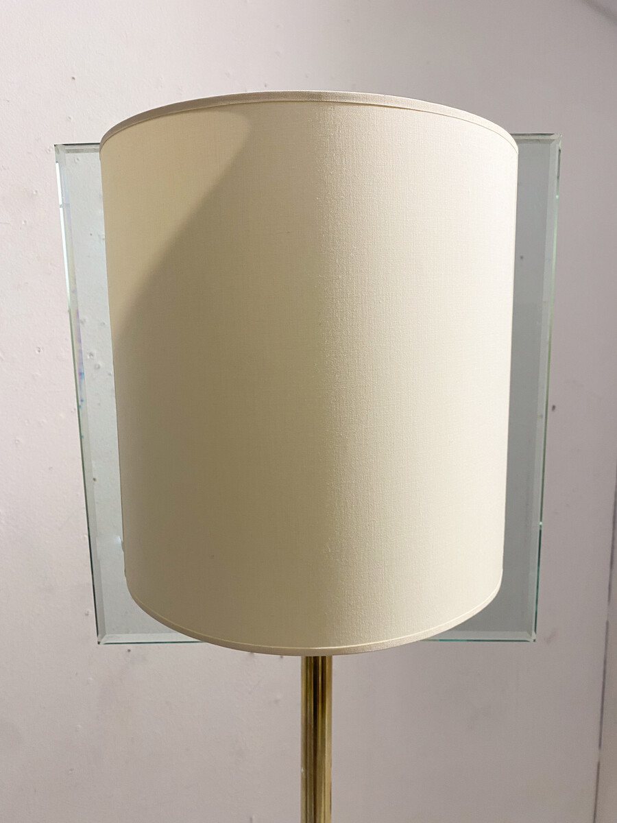 Fontana Arte floor lamp by Nathalie Grenon in glass and wood, Italy, 1990, 2 available