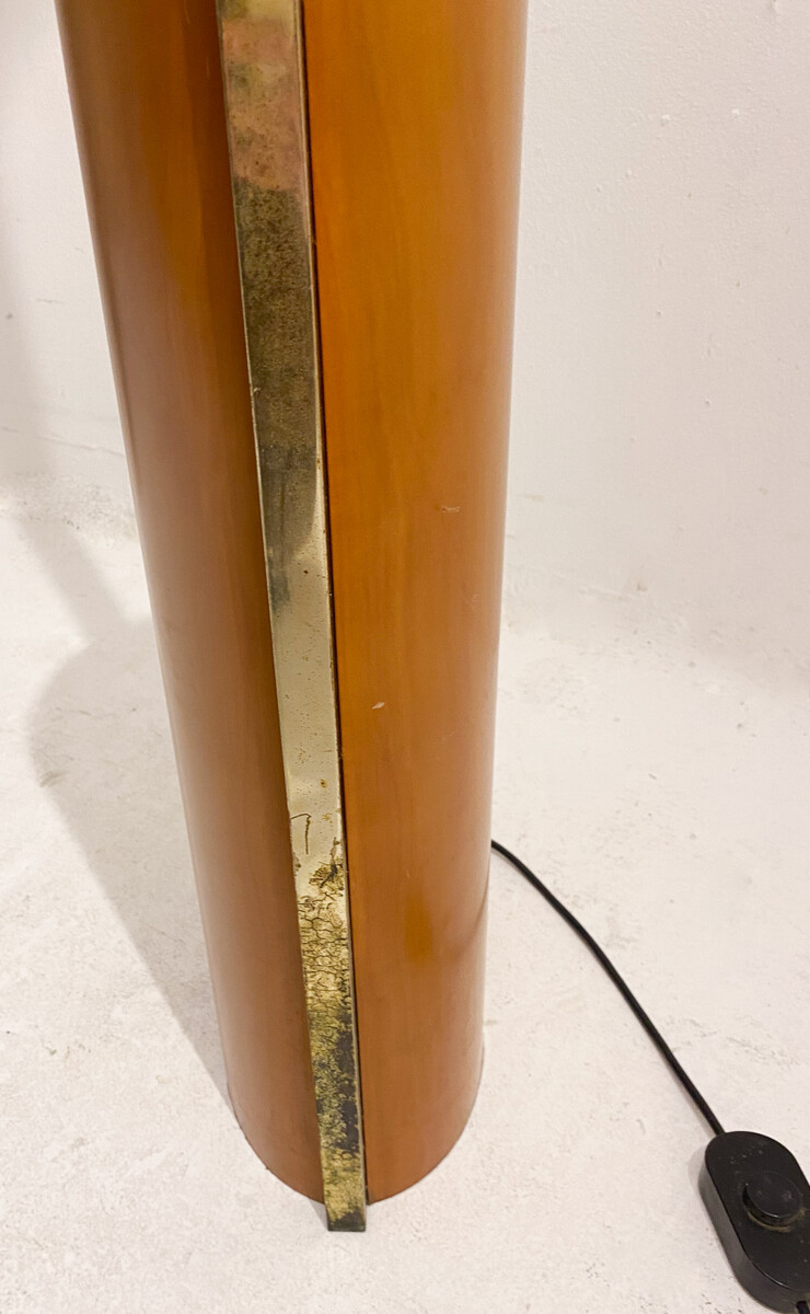 Fontana Arte floor lamp by Nathalie Grenon in glass and wood, Italy, 1990, 2 available