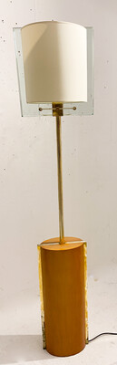 Fontana Arte floor lamp by Nathalie Grenon in glass and wood, Italy, 1990, 2 available