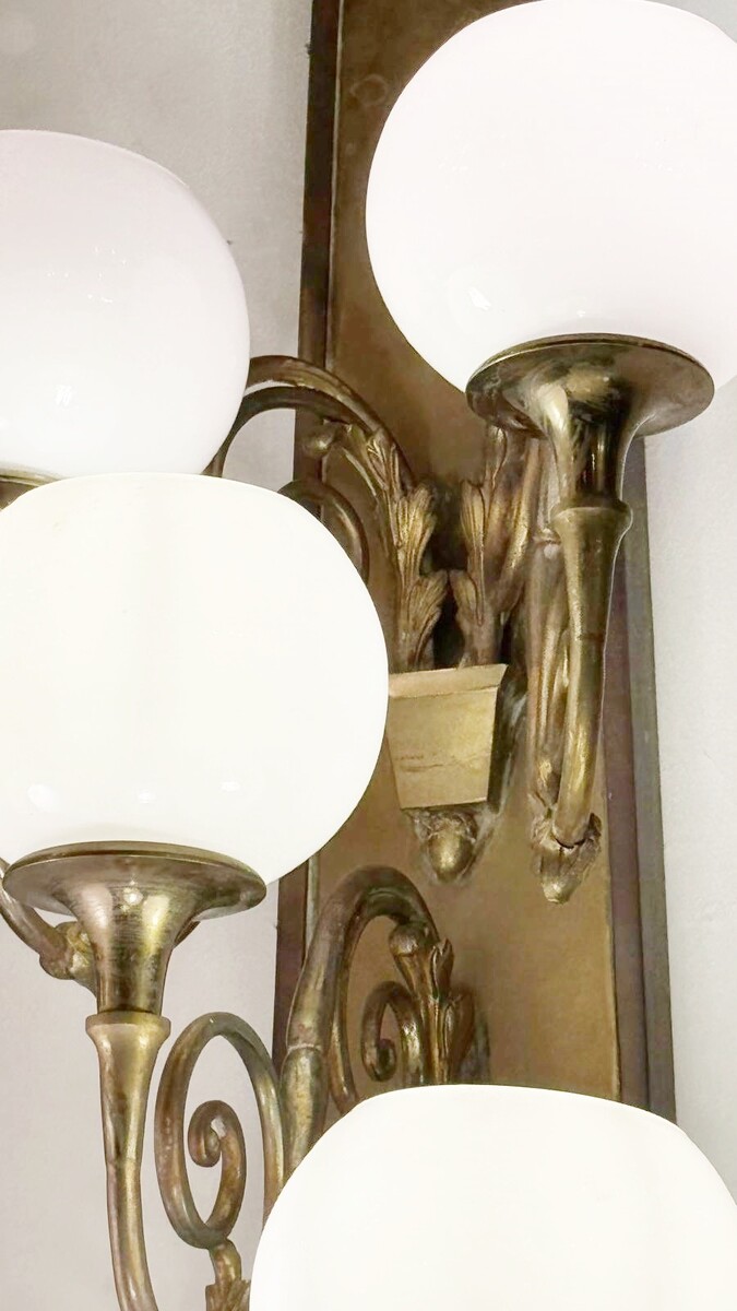 Large Pair Of Bronze Wall Lights, Circa 1920, 