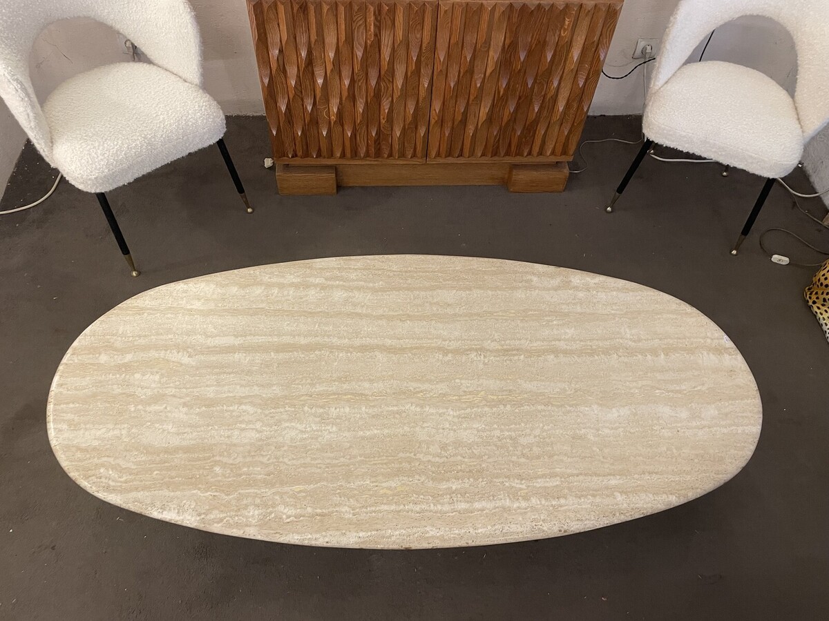 Large Travertine Coffee Table, Italy, 1970s