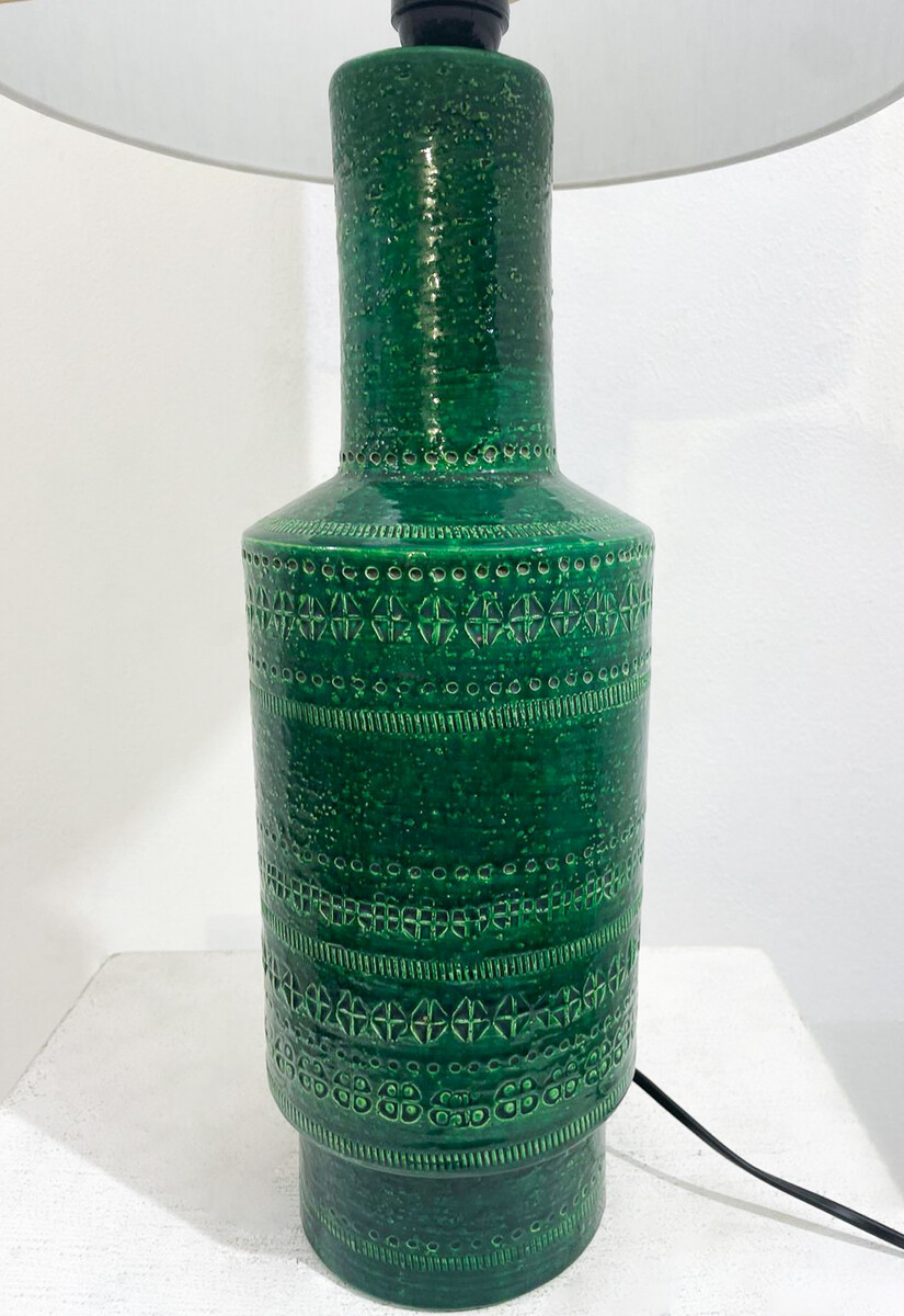 Mid-Century Bitossi Ceramic Green Table Lamp, Italy