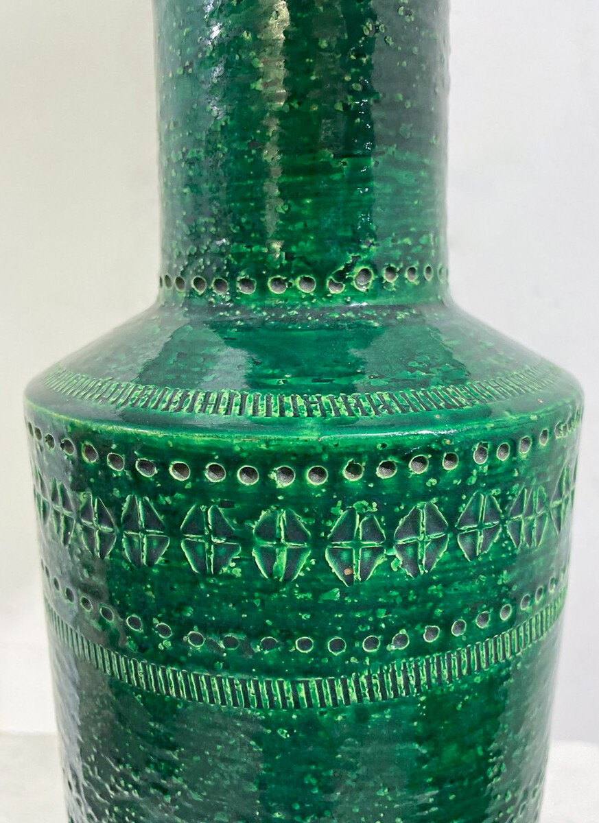 Mid-Century Bitossi Ceramic Green Table Lamp, Italy
