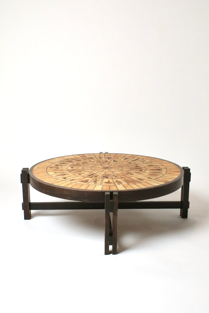 Mid Century Coffee Table “Les herbiers” by Roger Capron, 1970's