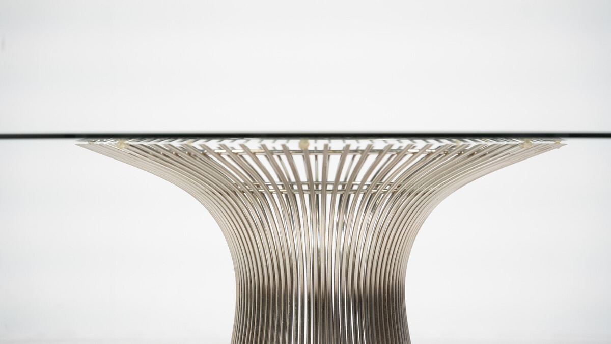 Mid-Century Dining Table by Warren Platner for Knoll, Glass and Metal, 1966