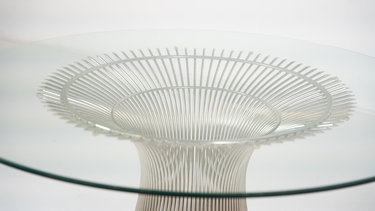 Mid-Century Dining Table by Warren Platner for Knoll, Glass and Metal, 1966