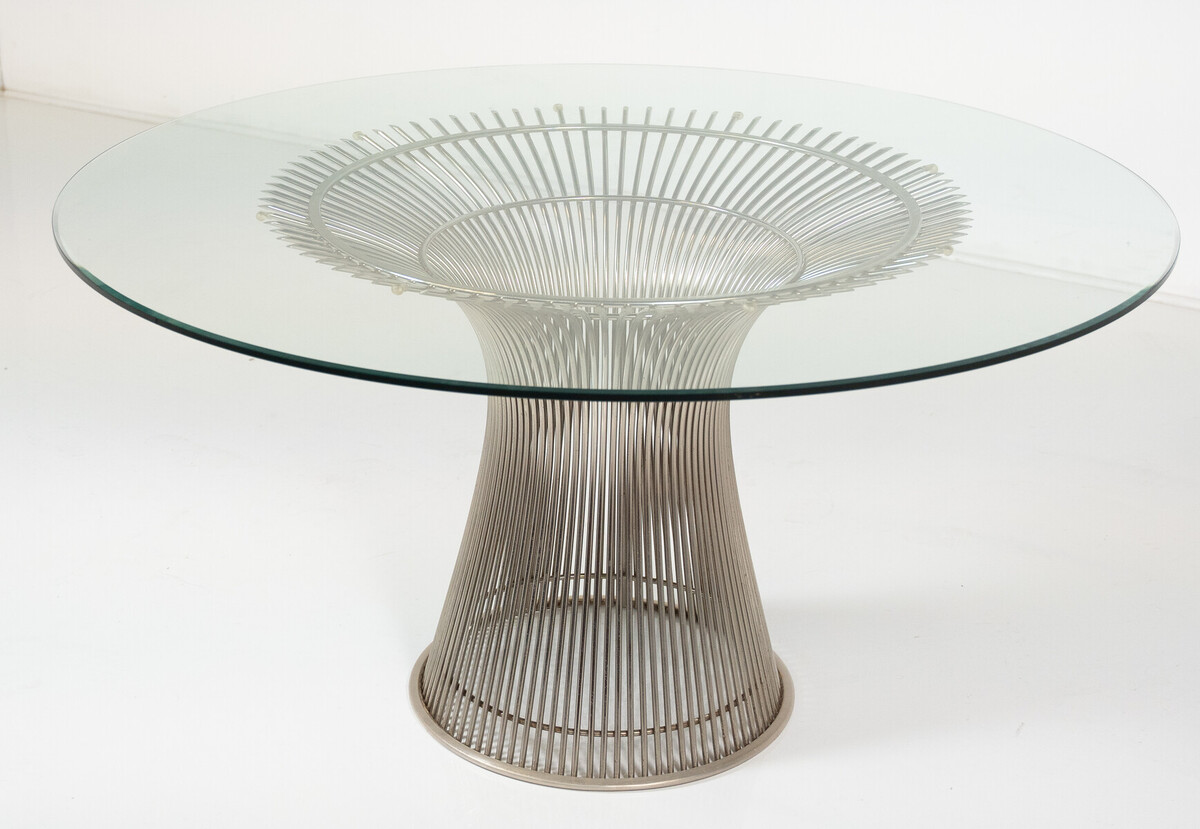 Mid-Century Dining Table by Warren Platner for Knoll, Glass and Metal, 1966