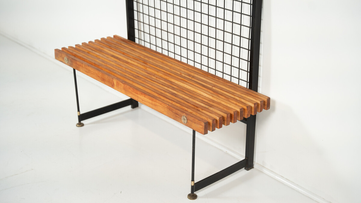 Mid-Century Entryway Bench with Coat Rack, Italy, 1960s