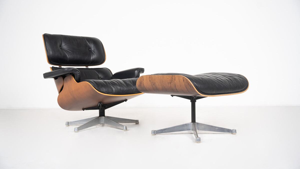 Mid-Century Lounge Chair and Ottoman by Charles & Ray Eames, 1980s