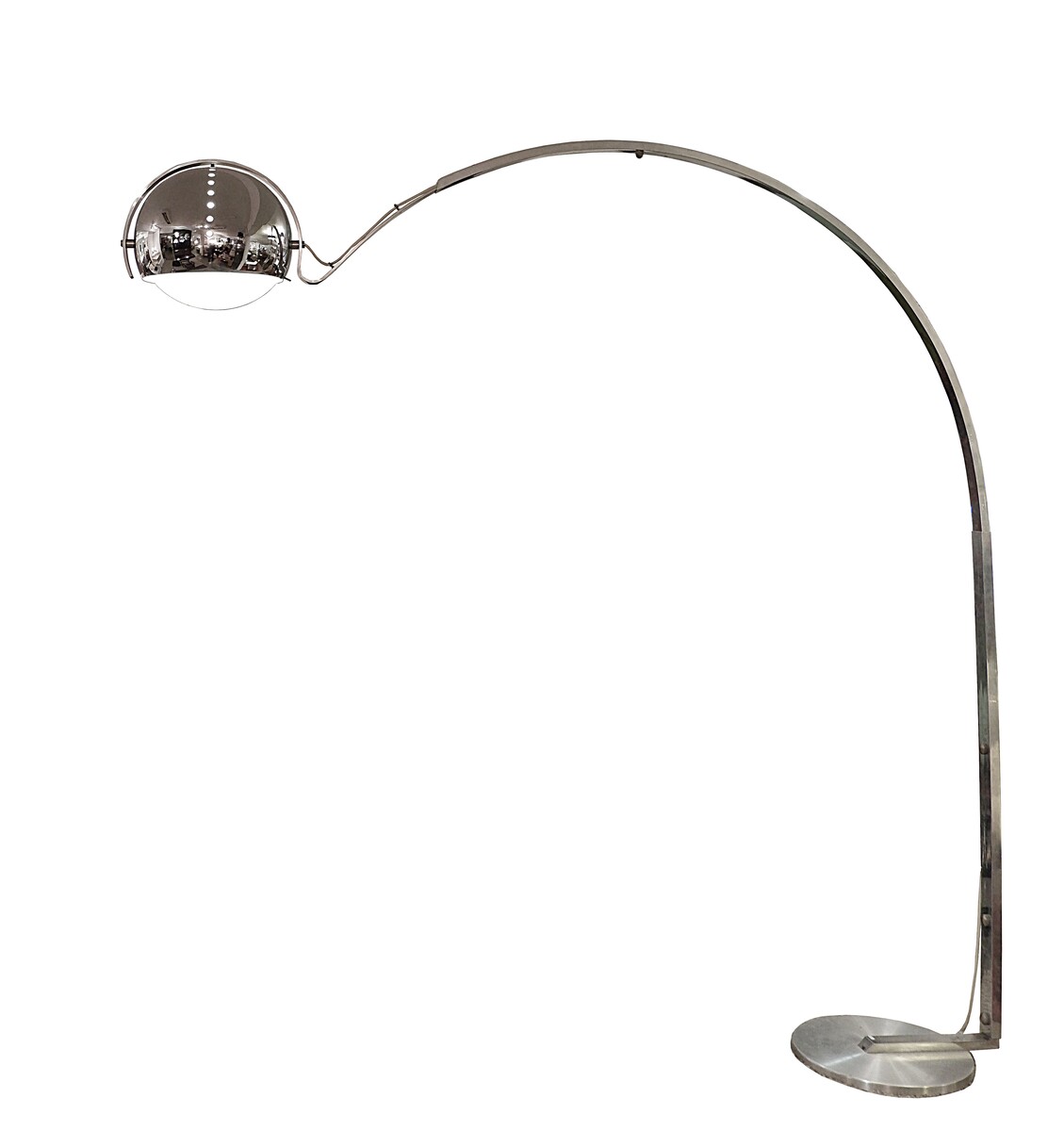 Mid Century Modern adjustable arc floor lamp in brushed chrome - italy 1970s