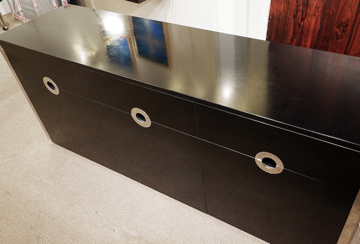 Mid Century Modern Black and Chrome Sideboard by Willy Rizzo for Mario Sabot, Italy, 1970s