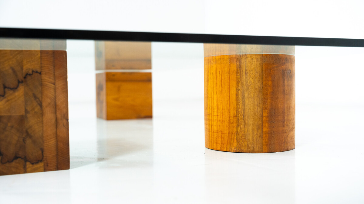 Mid-Century Modern Coffee Table, Wood and Glass, Italy 1960s