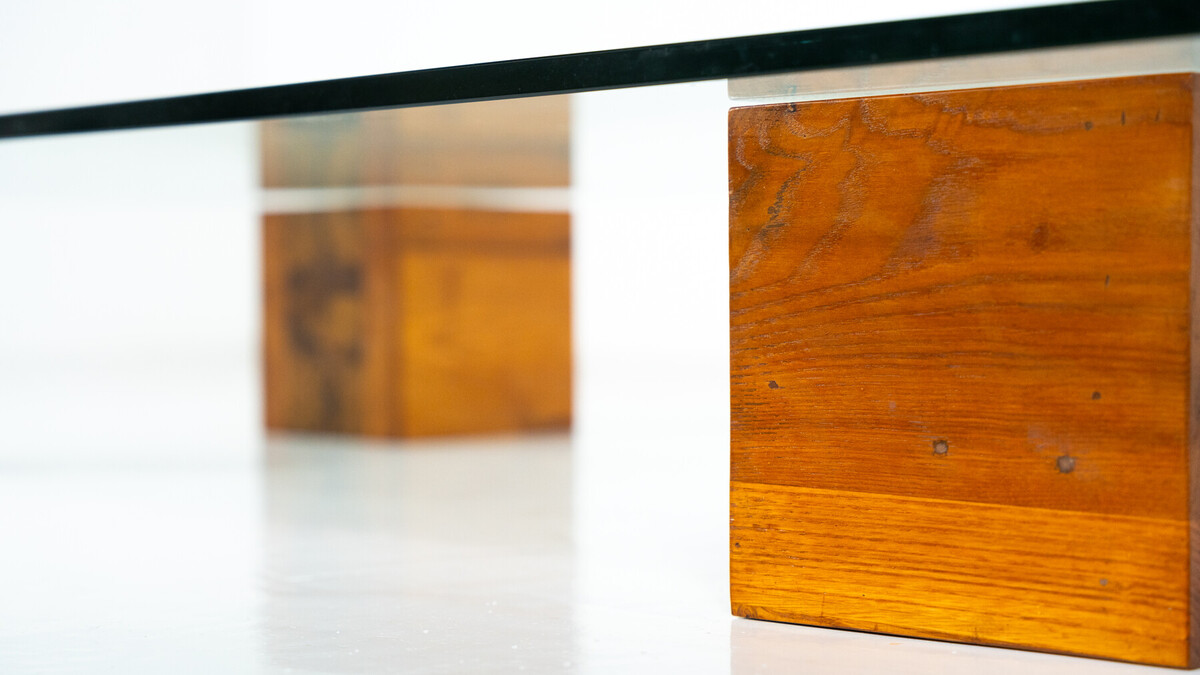 Mid-Century Modern Coffee Table, Wood and Glass, Italy 1960s