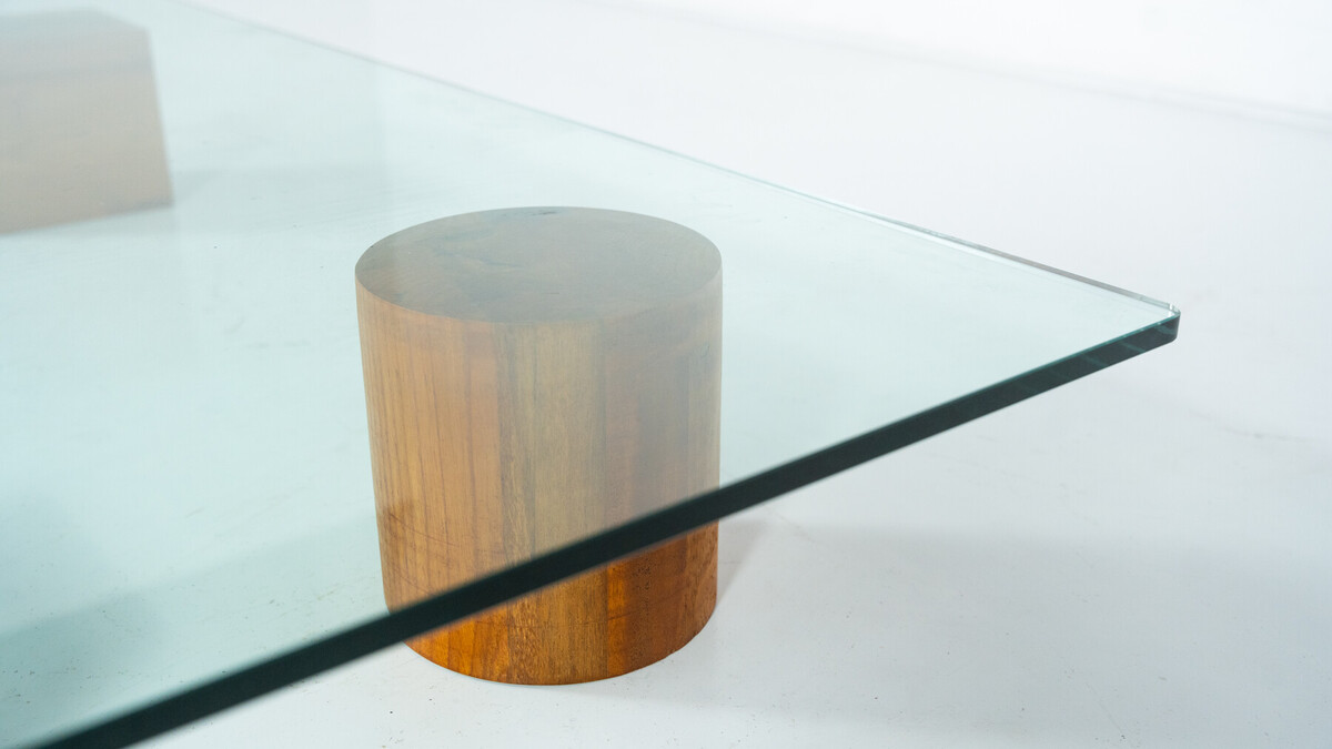 Mid-Century Modern Coffee Table, Wood and Glass, Italy 1960s