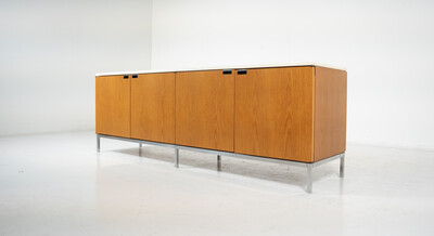 Mid-Century Modern Florence Knoll Sideboard, Marble and Wood, 1960s