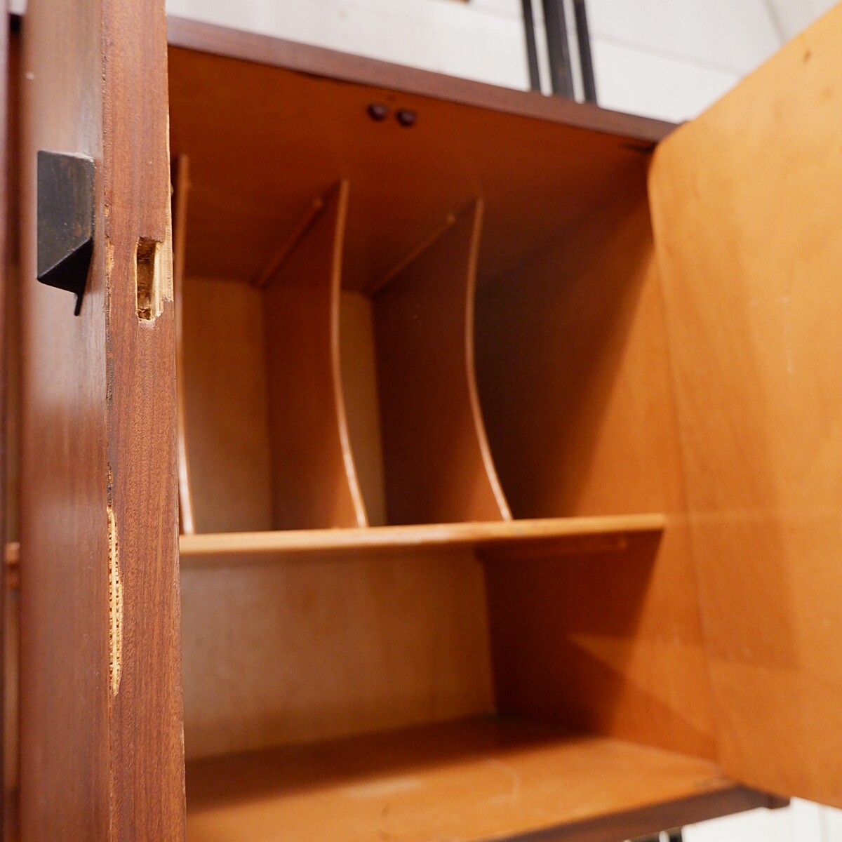 Mid Century Modern Italian Floor to Ceiling teak Wall Unit - 1960s