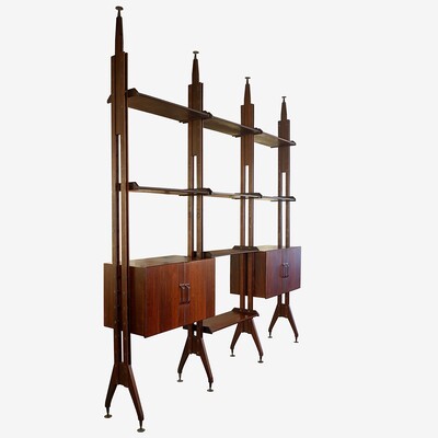 Mid Century Modern Italian Floor to Ceiling Wall Unit / room divider - 1960s