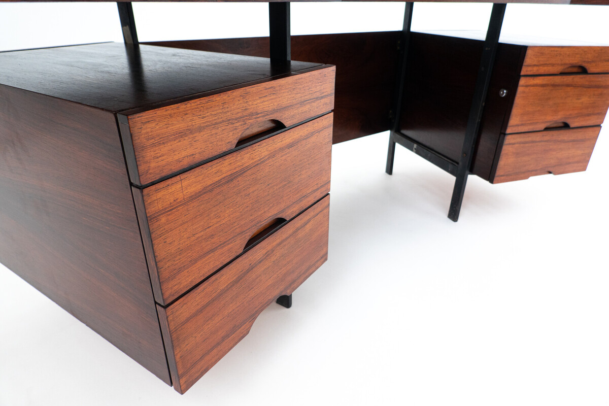 Mid-Century Modern Italian Wooden Desk with Drawers, Italy, 1960s
