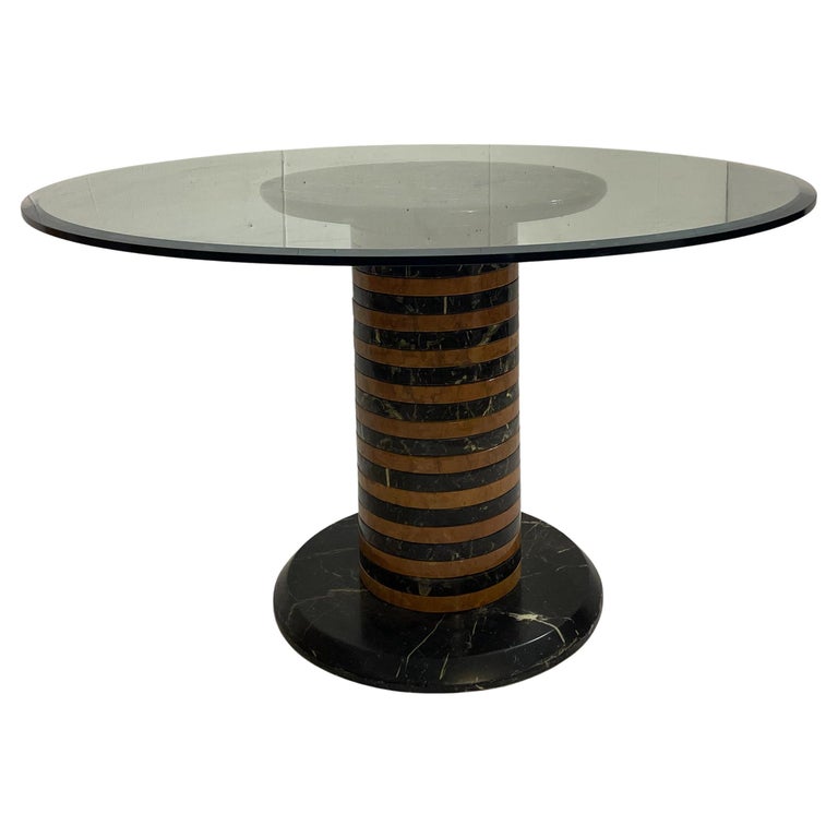 Mid-Century Modern Marble and Glass Dining Table