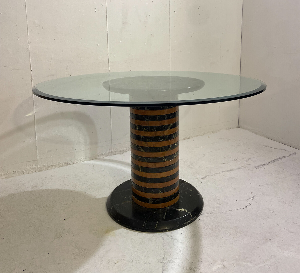 Mid-Century Modern Marble and Glass Dining Table