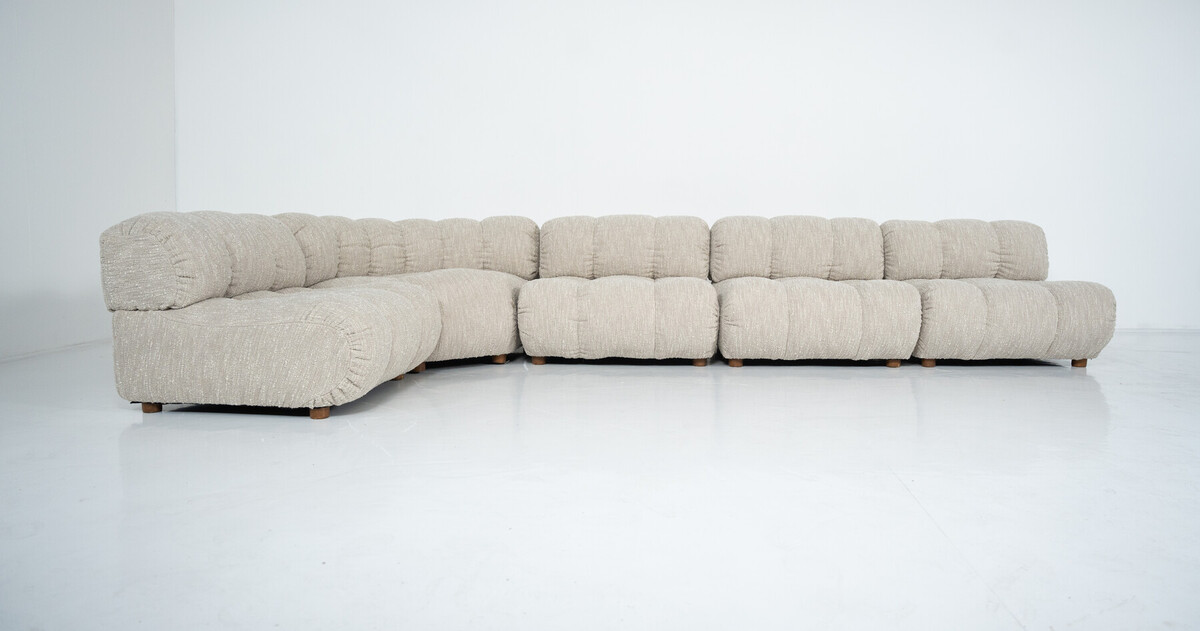 Mid-Century Modern Murano Sectional Sofa by Guiseppe Murani, Italy, 1970s - New Upholstery